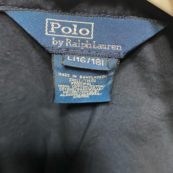 VTG POLO Ralph Lauren Bomber Jacket Navy Embroidered Logo Patch Kids L 16/18 - Picture 10 of 15